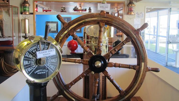 Wheel on display at Bluff Maritime Museum